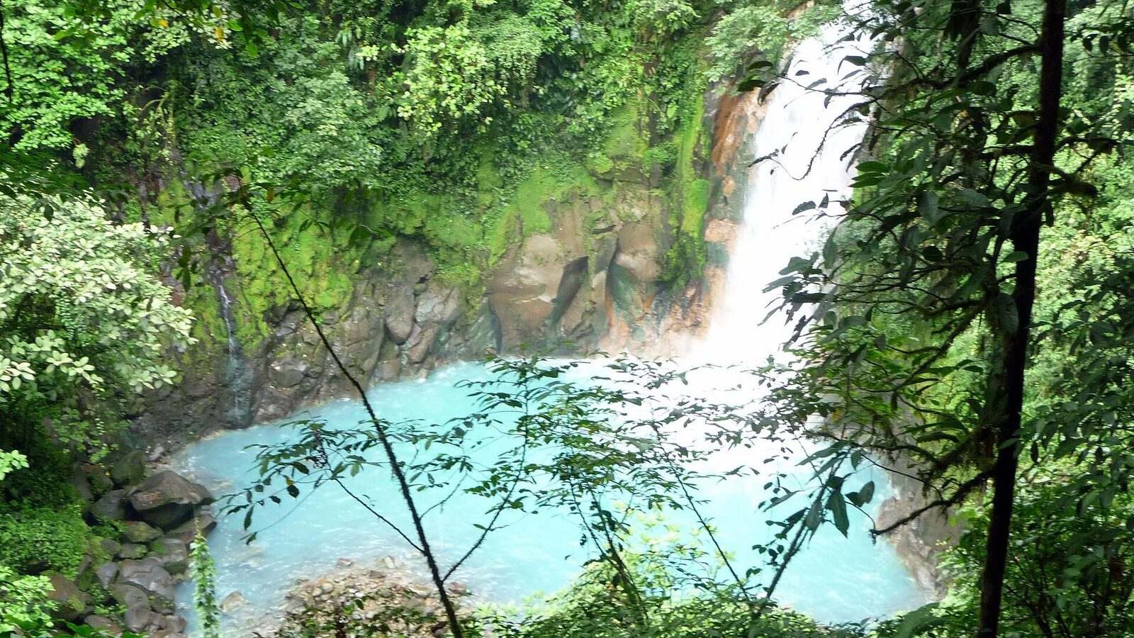 Aguas turquesas del Río Celeste en el parque nacional Volcán Tenorio, Costa Rica